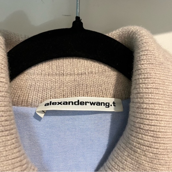 Alexander Wang Cream bilayer Knit Vest with Light Blue Shirt - Picture 2 of 4